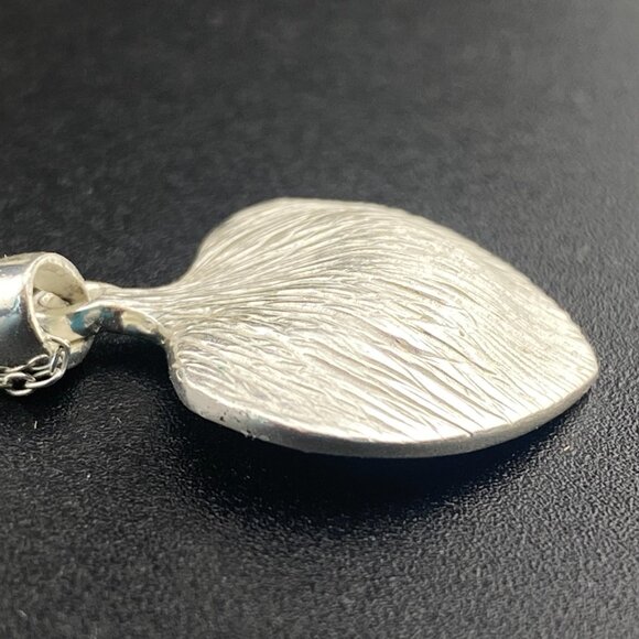 Unique Sterling Silver Textured Leaf Heart Pendant & 18” Necklace CW 925 - 4.5gm - Picture 11 of 13